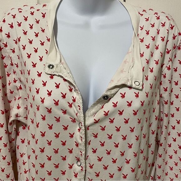 Vintage YTK Playboy Onesie Pajama With Backside Flap Red Cream Size Medium - Picture 7 of 14